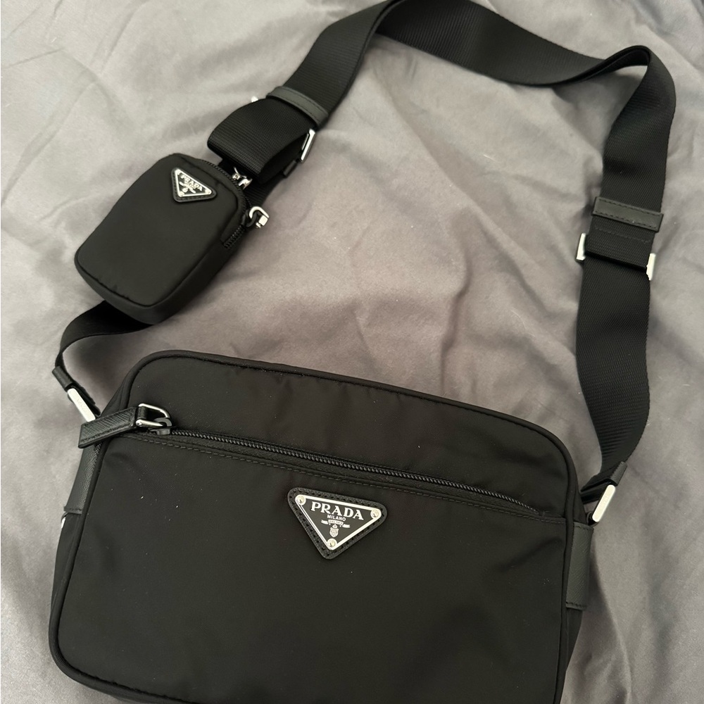 Prada Re-Nylon Shoulder Bag With Zipper Pouch
